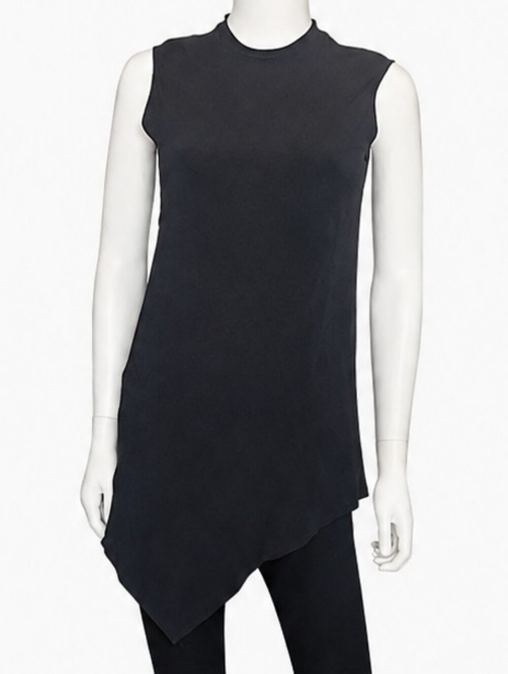 DAMIR DOMA | Black Silk Blend Asymmetric Hem Tank Top in Size Small